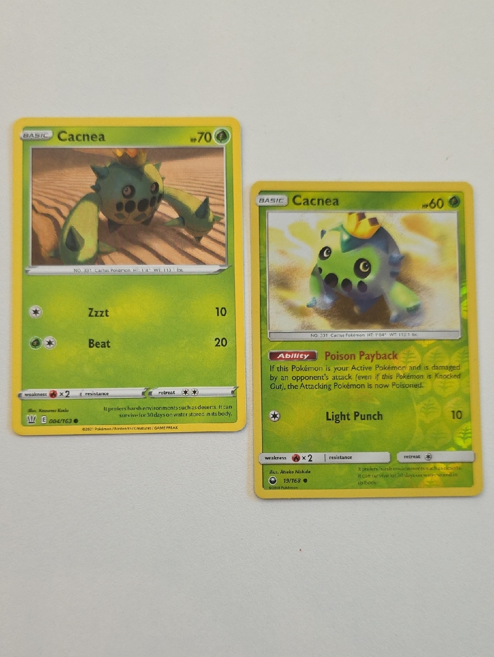 Pokemon Cacnea Trading Cards
